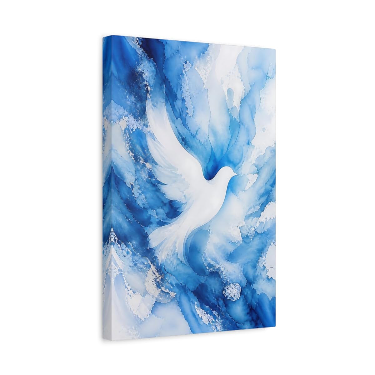 Impression oiseaux blanc et bleu colombe décoration murale 30x45 - 8