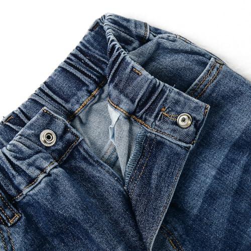 KIDSCOOL SPACE Big Girls Jeans, 5-14T Simple Design Boys Ribbed Waist Denim Pants3
