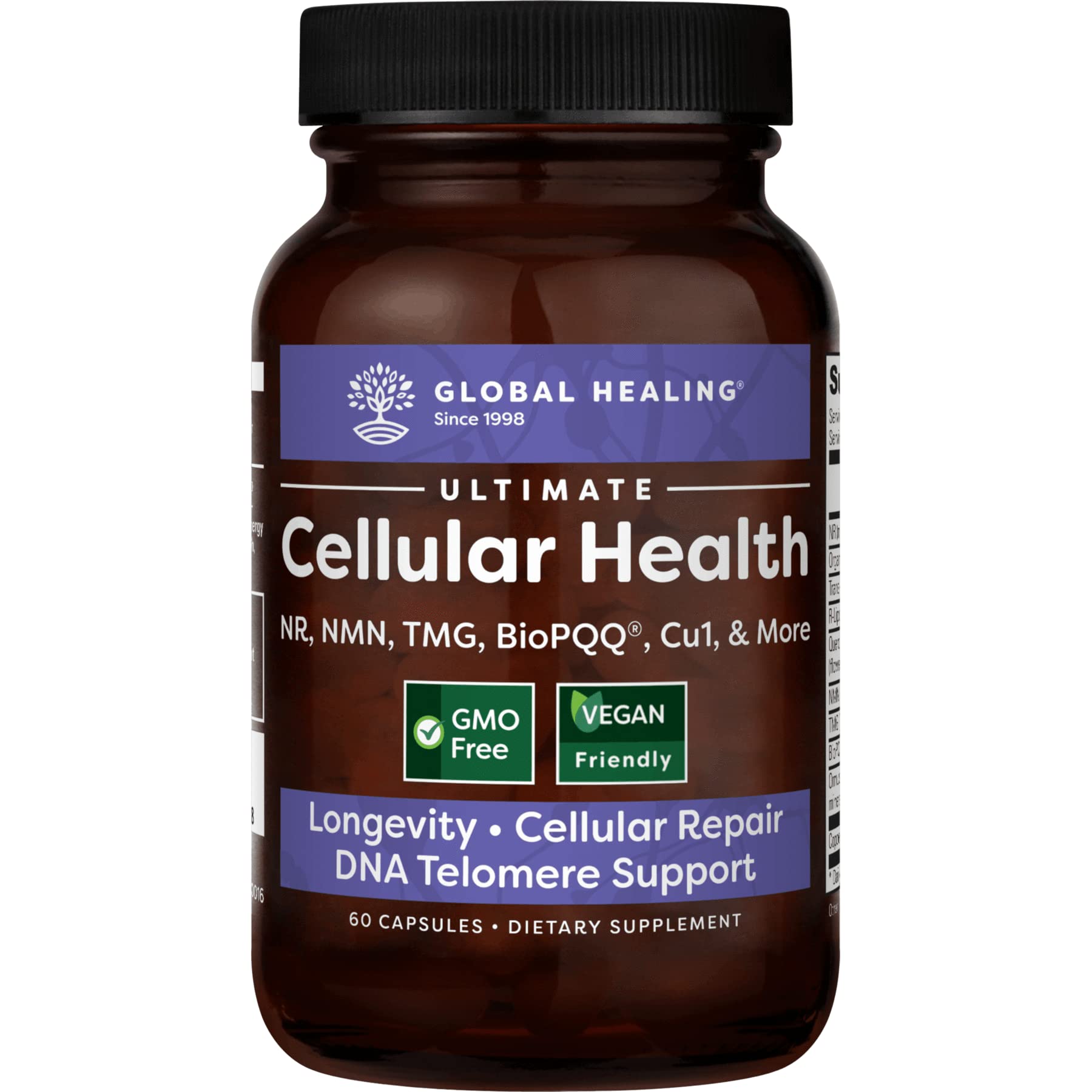 Global Healing Ultimate Cellular Health, Advanced Antioxidant Formula Supplement with Trans Resveratrol & Organic Astragalus - Natural Energy, Supports Brain & Cardiovascular Health, Graceful Aging - 60 Capsules