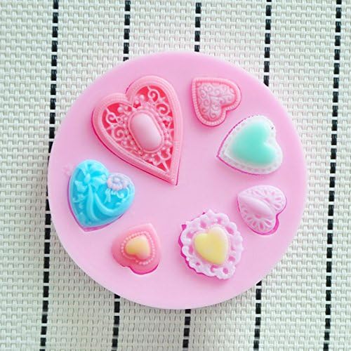 WilsonBaking Love Collection - Heart Gems Mold Decorations Silicone Mold Silicone Fondant Lace Molds Serie - Christmas Style Fondant and Gum Paste Silicone Mold or Chocolate Silicone Molds Soap Molds Cake Molds