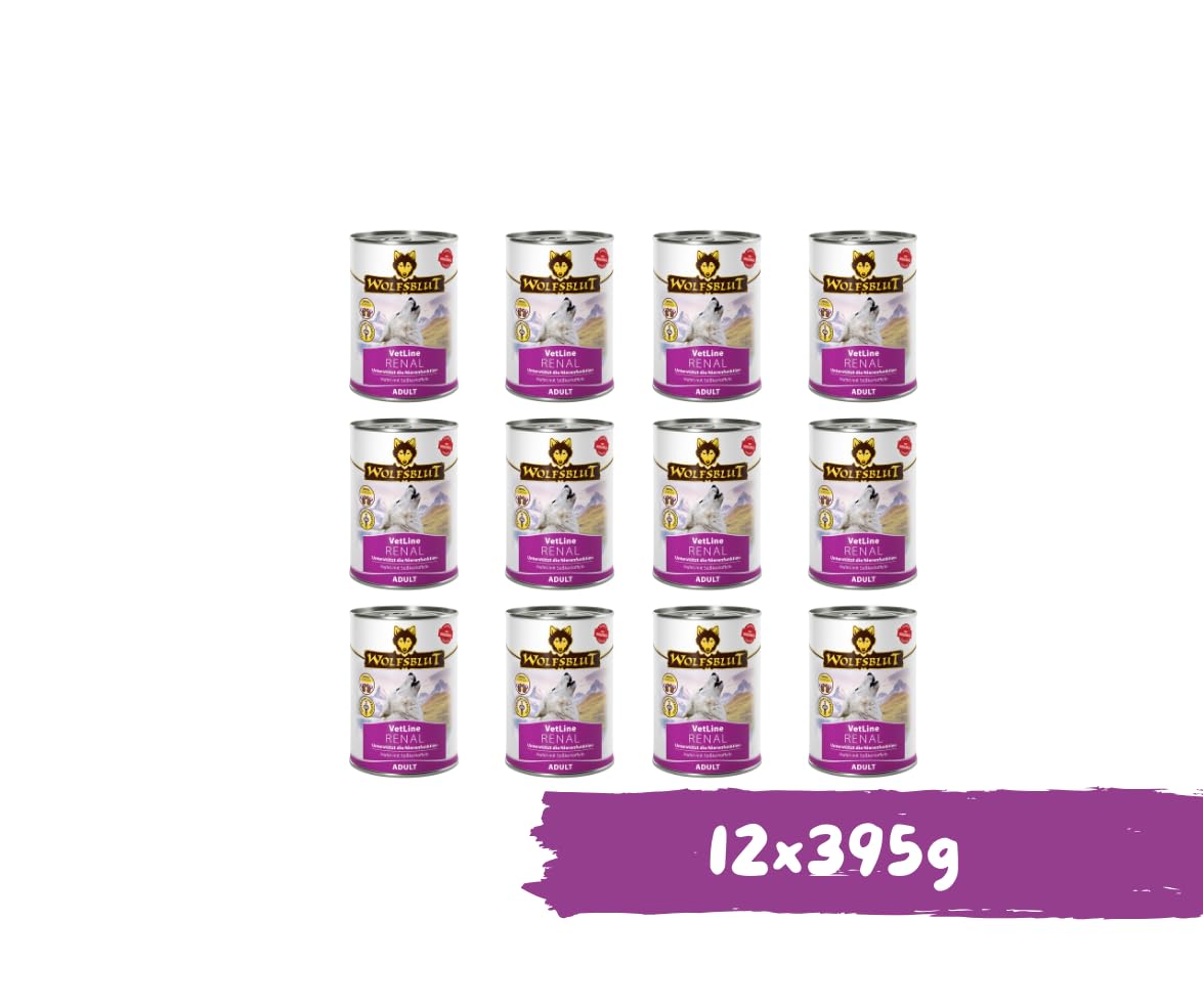 Wolfsblut Vetline Hundefutter - RENAL, 12x395g - Sparbundel, Sparpaket - inklusive Warnicks Tierfutterservice Hundesnack Goodie