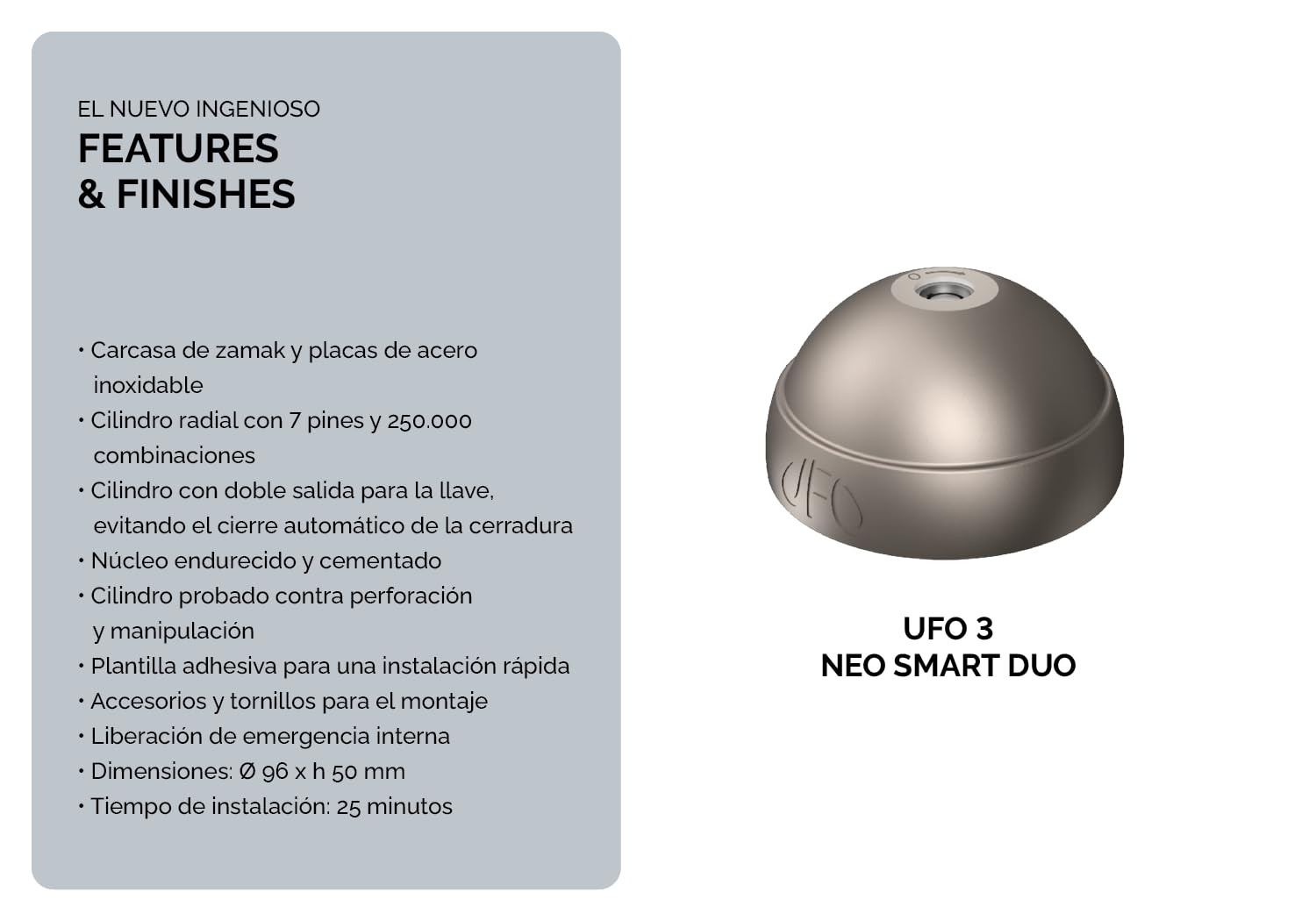 UFO MERONI SERRATURE - Ufo3 Neo Smart Duo Cerradura Furgoneta Seguridad, Cerradura Antirrobo para Furgonetas y Vehículos Comerciales Ligeros, Cierre Manual y Automático Doble, Candado Seguridad