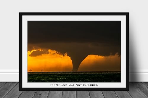 Miniatura 3 de Storm Photography Print (Not Framed) Picture of Tornado Silhouette at Sunset on Stormy Evening in Kansas Thunderstorm Wall Art Nature Decor (20" x