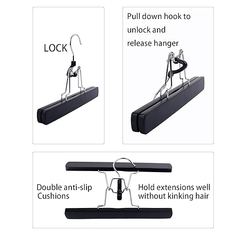 Miniatura 4 de Paquete de 2 soportes para extensiones de cabello, bolsa de almacenamiento de peluca con colgador, extensiones de cabello, paquetes de cola de