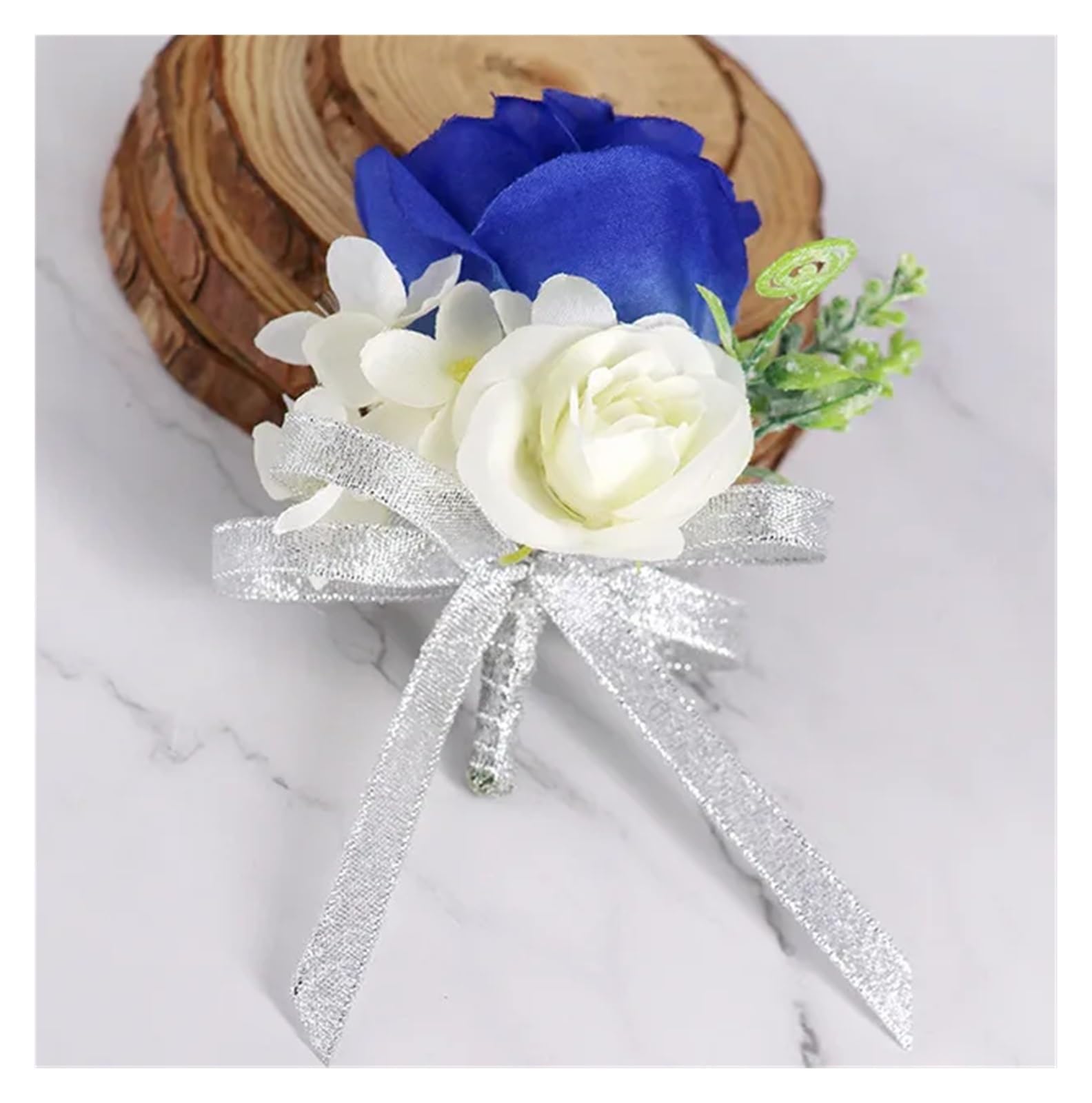 TXLEAPEY Blue Wrist Flower And Corsage, Corsage Prom Decoration, Rose Corsage, Wrist Flower Corsage Wristband Set For Wedding Anniversary(A)