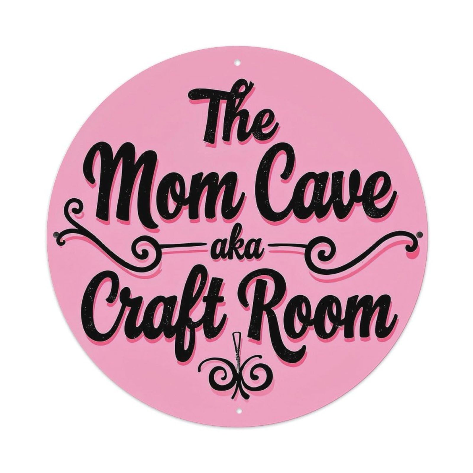 The Mom Cave Craft Room Vintage Round Tin Sign Retro Metal Wall Decor Metal Poster, Home Bar Garage Cafe Wall Art Decoration 8x8Inches