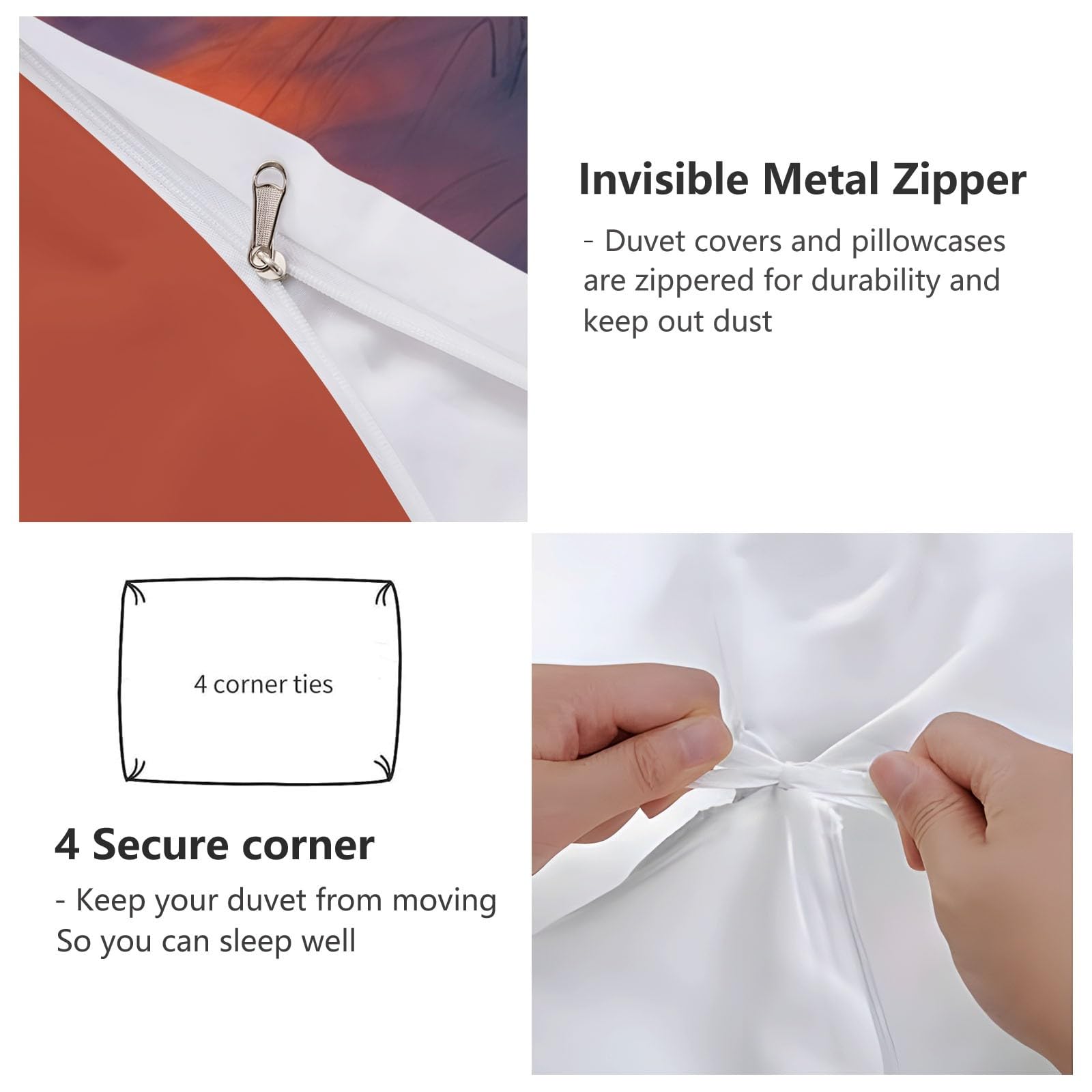 Zestaw pościeli z miękkiej mikrofibry, 240 x 260 cm, naturalny, zachód słońca, droga, oddychająca, przytulna poszewka na kołdrę, kolor pomarańczowy, łatwa w pielęgnacji, poszewka na kołdrę z zamkiem