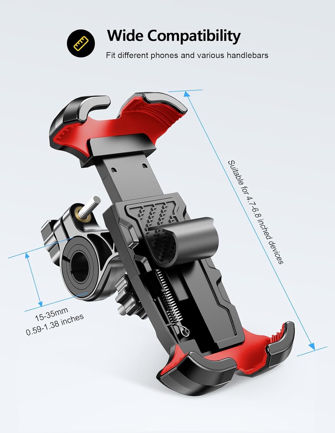 Mohard Porta Cellulare Bici e Moto, Blocco Sicurezza 360° Rotabile Supporto Telefono Bicicletta MTB Universale 4.7-6.8" Smartphone 1S Blocco Rapido Manubrio Stabilizzatori e Ammortizzatori Silicone