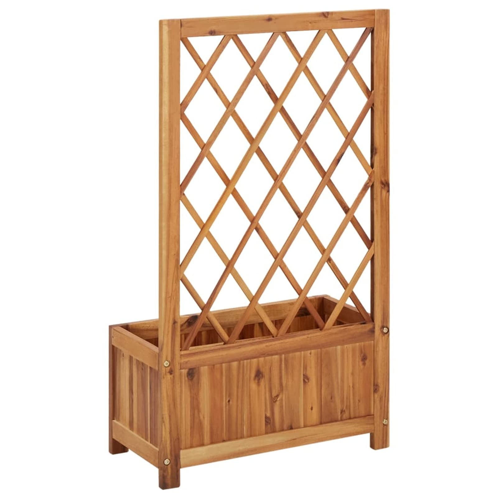 Homgoday Pflanzgefäß mit Gitter für den Garten, Hochbett für den Garten mit Spalier aus massivem Akazienholz, Pflanzgefäß für den Garten, Pflanzgefäß für den Außenbereich, Blumenkasten für Balkon