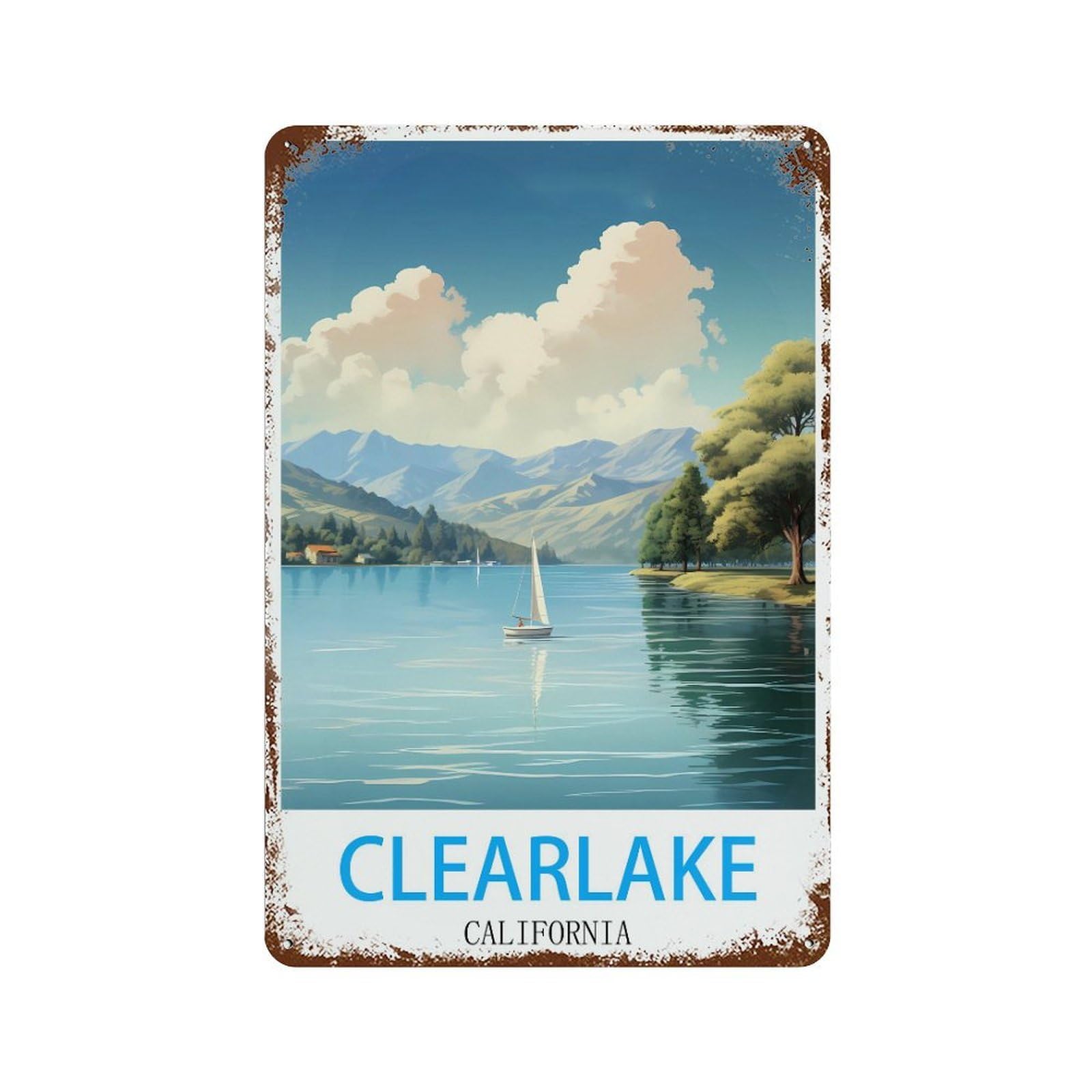 California Retro Design Tin Paintings Vintage Tin Sign 08x12inch(20x30cm) Wall Art for Home Office Bedroom Living Room Cafes Wall Decor