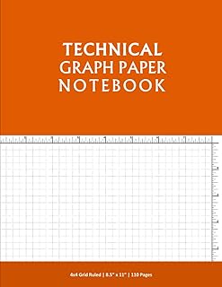 Technical Graph Paper Notebook: 1/4 Inch Grid Ruled Architectural & Engineering Graphing Pad, Blueprint Paper, Drafting/Drawing Notepad, Computation Pad - 8.5" x 11", 110 Pages /55 Sheets