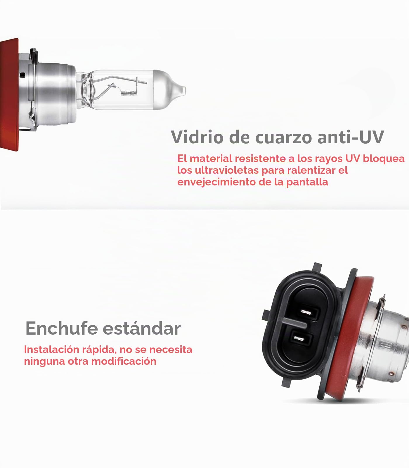 LTONXEN H11 Bombillas, 12V 55W Blanco Cálida Luz para el Coche Alta/Haz Antiniebla de Lámpara del Faros, 2 Piezas