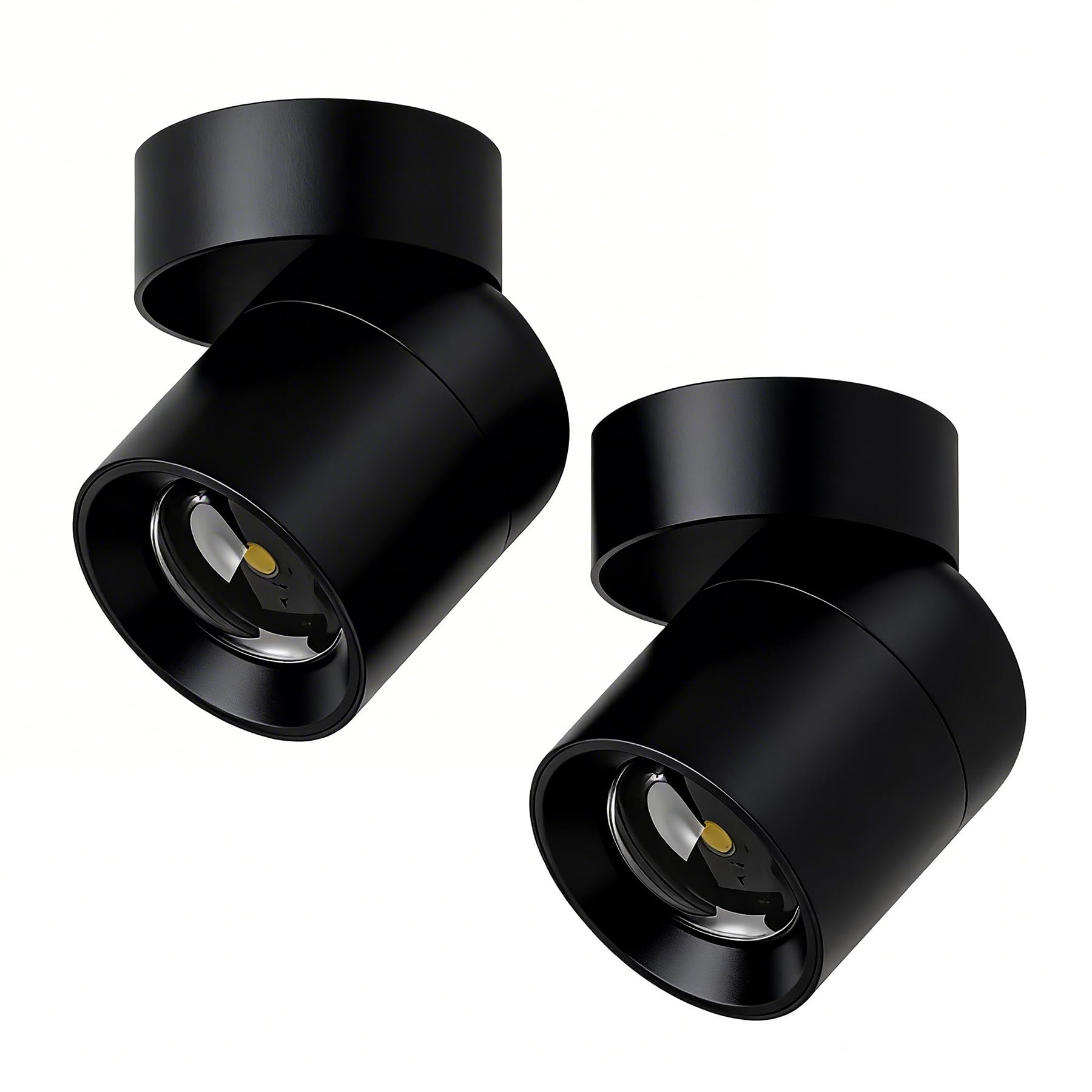 2 Pack LED Surface Mounted COB Led Downlight 3000K Warm 240V Mains Non-Dimmable 360° Rotatable Ceiling Spot Light - Black