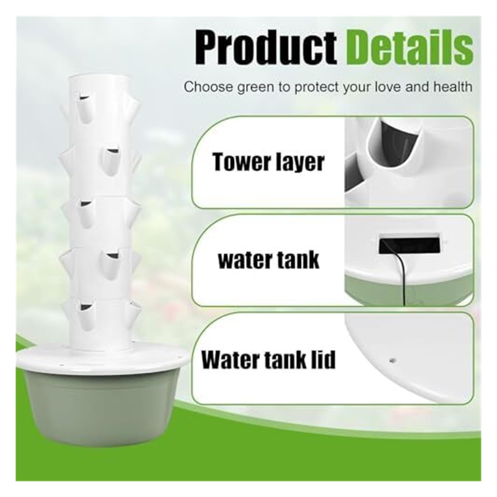 Sistema de cultivo hidropónico para interiores, Torre hidropónica for jardín interior, sistema Vertical de plantas con bomba, kit cultivo hierbas sin suelo(5th floor)