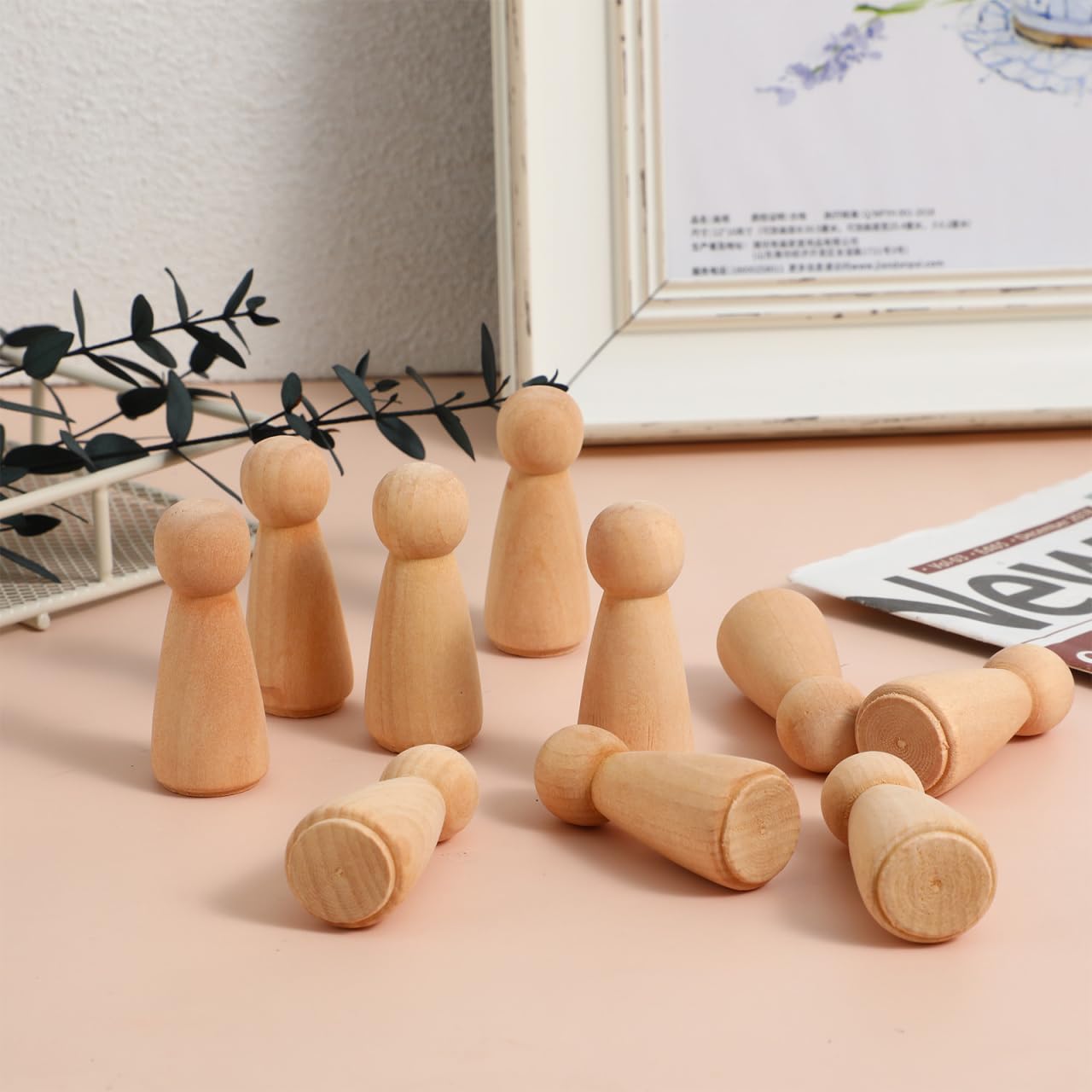 Toddmomy 10Pcs DIY Wooden Peg Dolls 2.32 Inch Blank Cake Toppers Wedding Party Decoration Natural Wooden Crafts Unfinished Angel Figures - Image 2