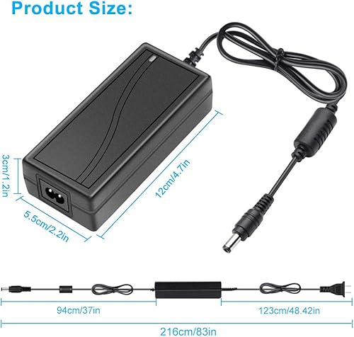 Miniatura 5 de Fuente de alimentación LED (12 V, 5 A, 60 W, transformador, adaptador de corriente, bajo voltaje, cargador, 100-240 V CA a 12 V CC, uso para luz de