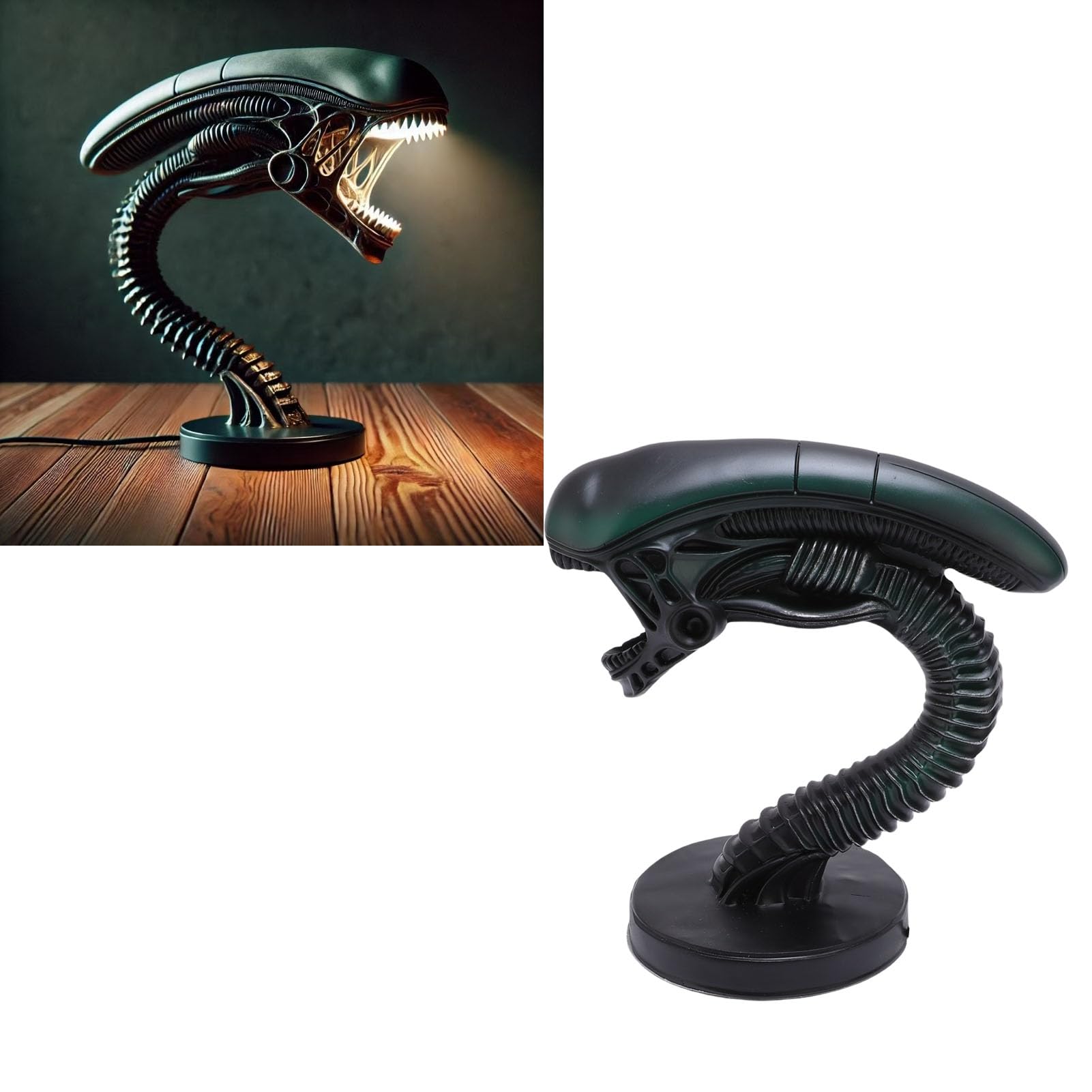 Lampada da Scrivania Aliena, Luce Notturna LED in Resina Idea Regalo Originale per Appassionati Horror Fantascienza Decorazione Camera Ufficio Bambini Adulti Regali Speciali