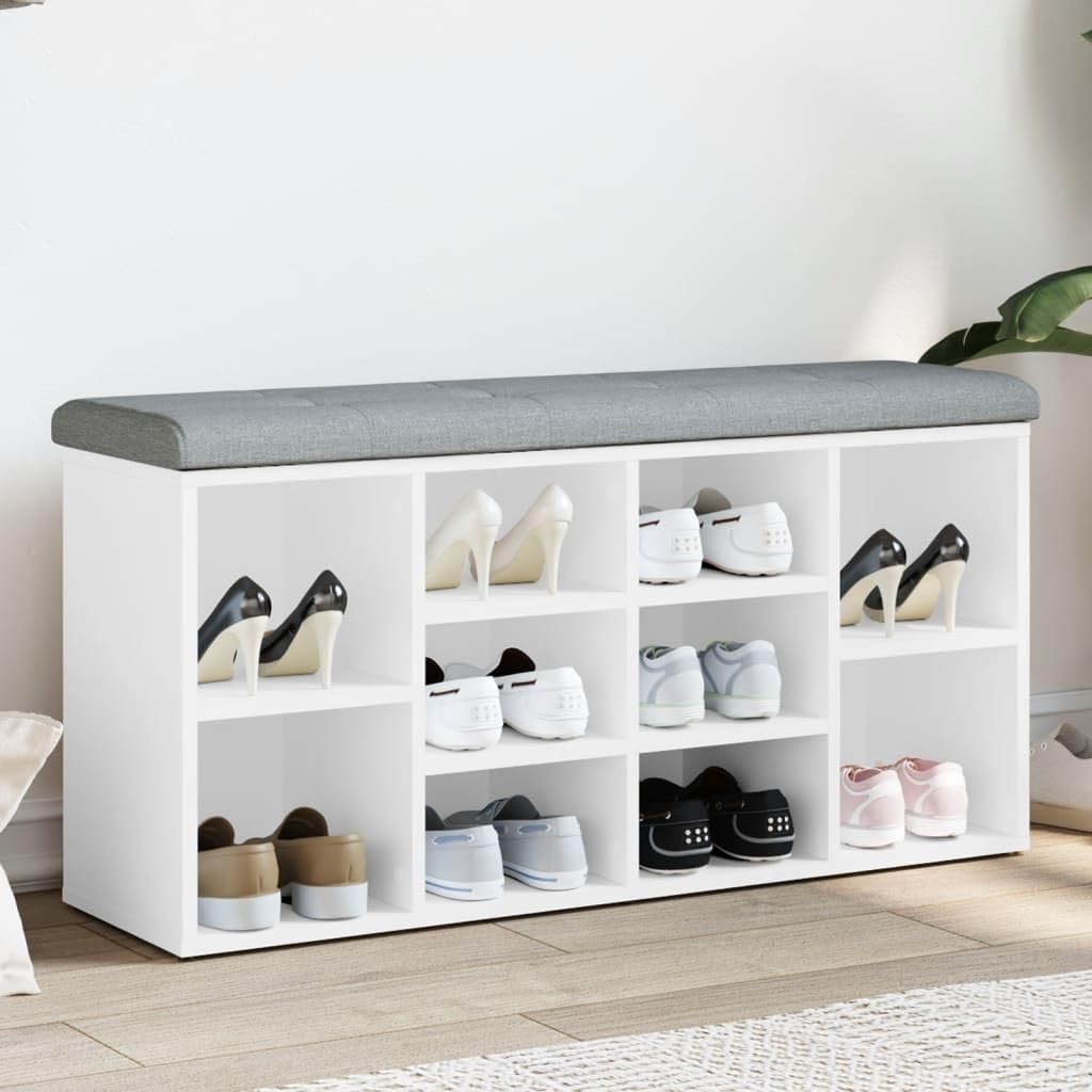 Amazon.co.jp: vidaXL シューベンチ ホワイト 102x32x50 cm エンジニ