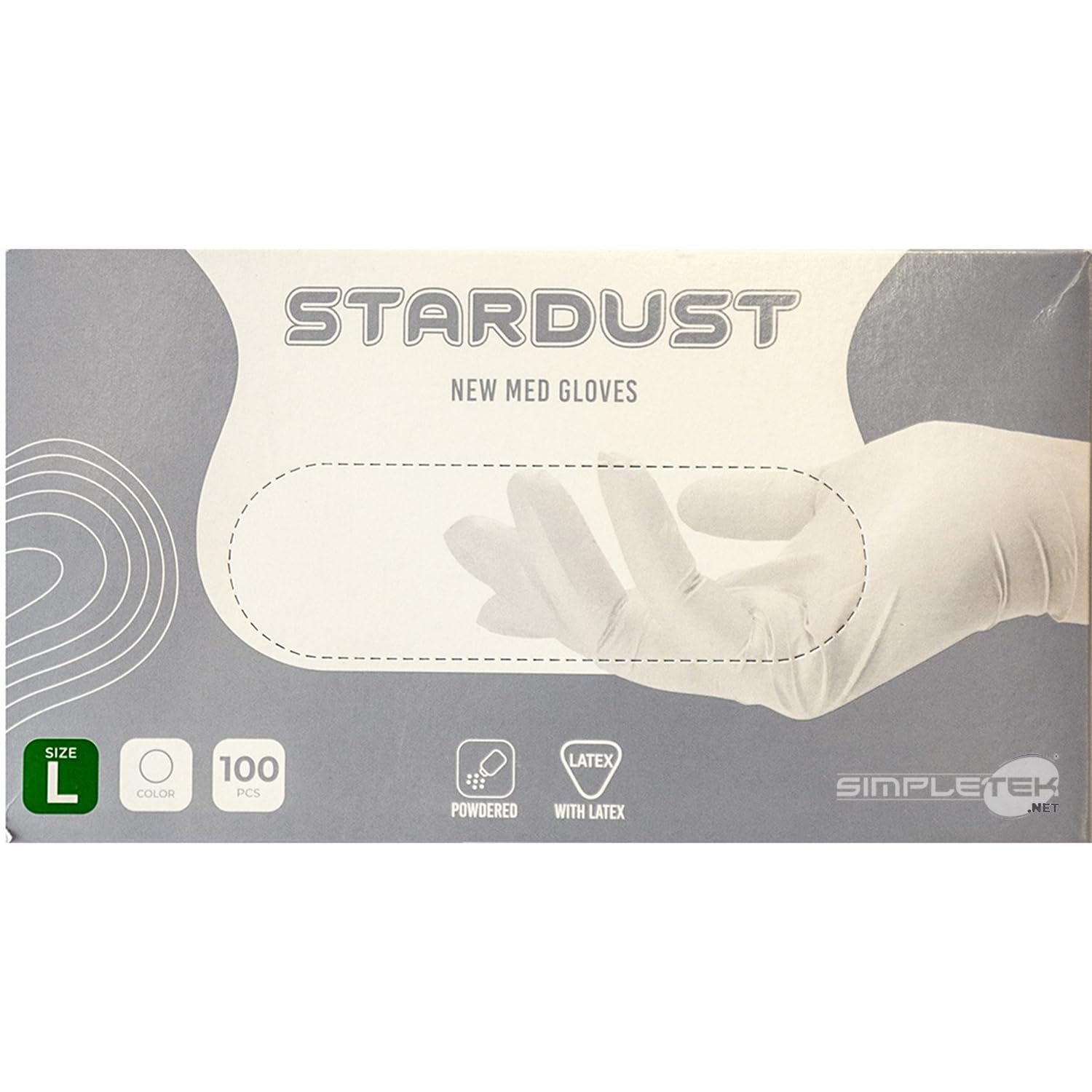 SIMPLETEK - 1000 x guantes desechables de látex natural blancos talla L Large látex blanco no estéril DPI laboratorios médicos con talco (10 paquetes)