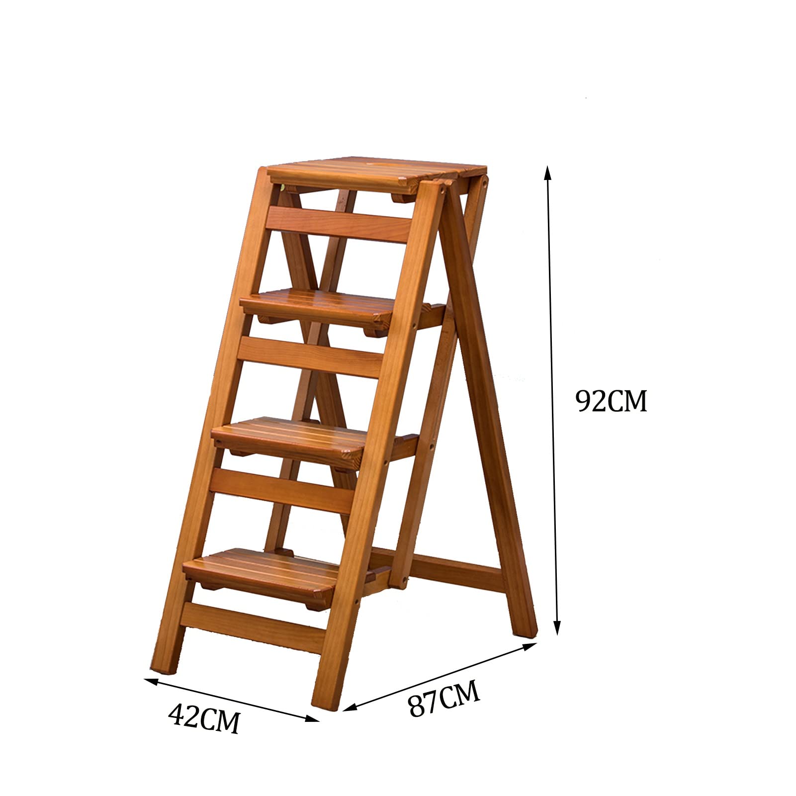 Scala A 4 Gradini In Legno Di Faggio - Pieghevole, Portata 150kg, Antiscivolo, Made In Italy - Foto 2
