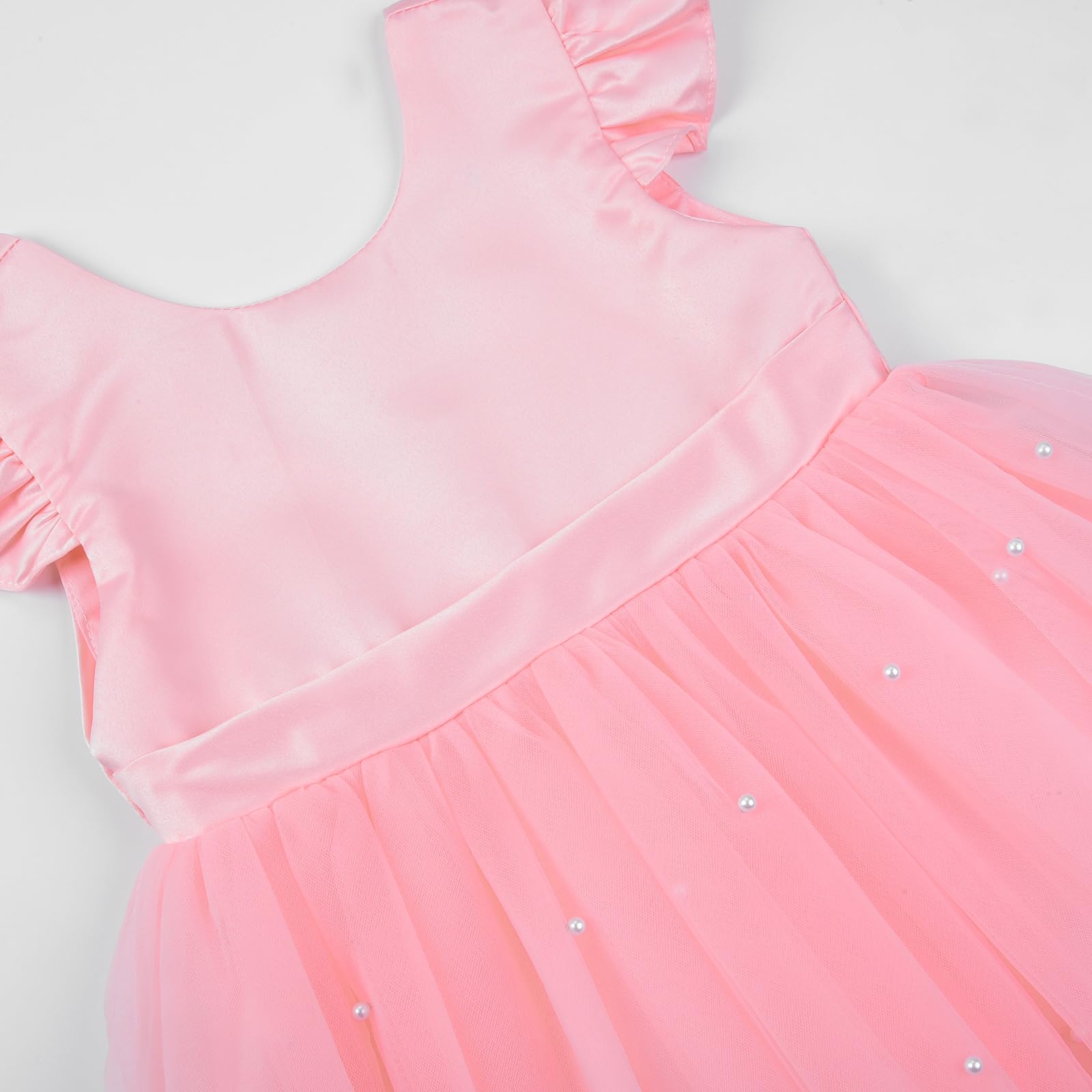 JerrisApparel Vestido de fiesta de princesa para niñas, falda de tul de satén con espalda en V, vestido de fiesta de boda