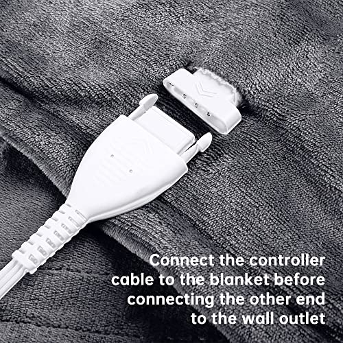 Mcjaw Heated Throw Electric Blanket 50X60 Cozy Flannel, 5 Heating Levels,Fast-Heating With 3 Hours Auto-Off, Etl Certified, Home And Office Use, Machine Washable, Wearable Brushed Microfleece- Grey #TOP5