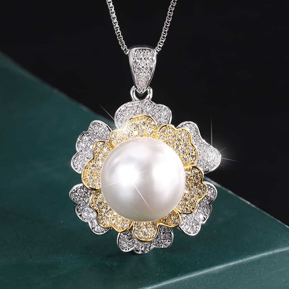 Collier en grosses perles or blanc 14 mm parfait pour vos soirées habillées - 2