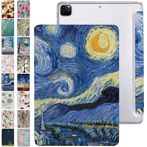 Image of DuraSafe Cases for iPad PRO 12.9 Inch 4th [ Pro 12.9 4 Generation 2020 ] A2229 A2069 MY3K2HN /A MY3J2HN /A MY2H2HN /A MY2J2HN /A Trifold Printed PC Lightweight Protective Clear Back Cover - Starry Night