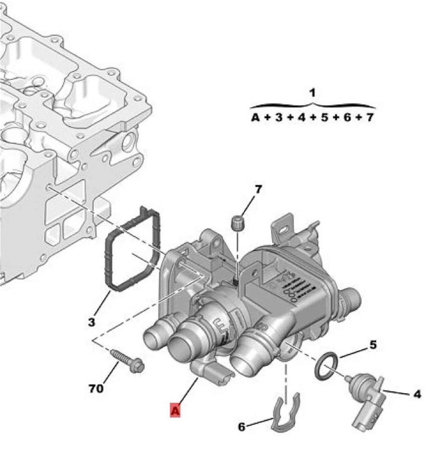 Termostato del veicolo 9812131480 Tubo flessibile termostato Flangia acqua Liquido di raffreddamento motore per Peugeot Sistema di raffreddamento