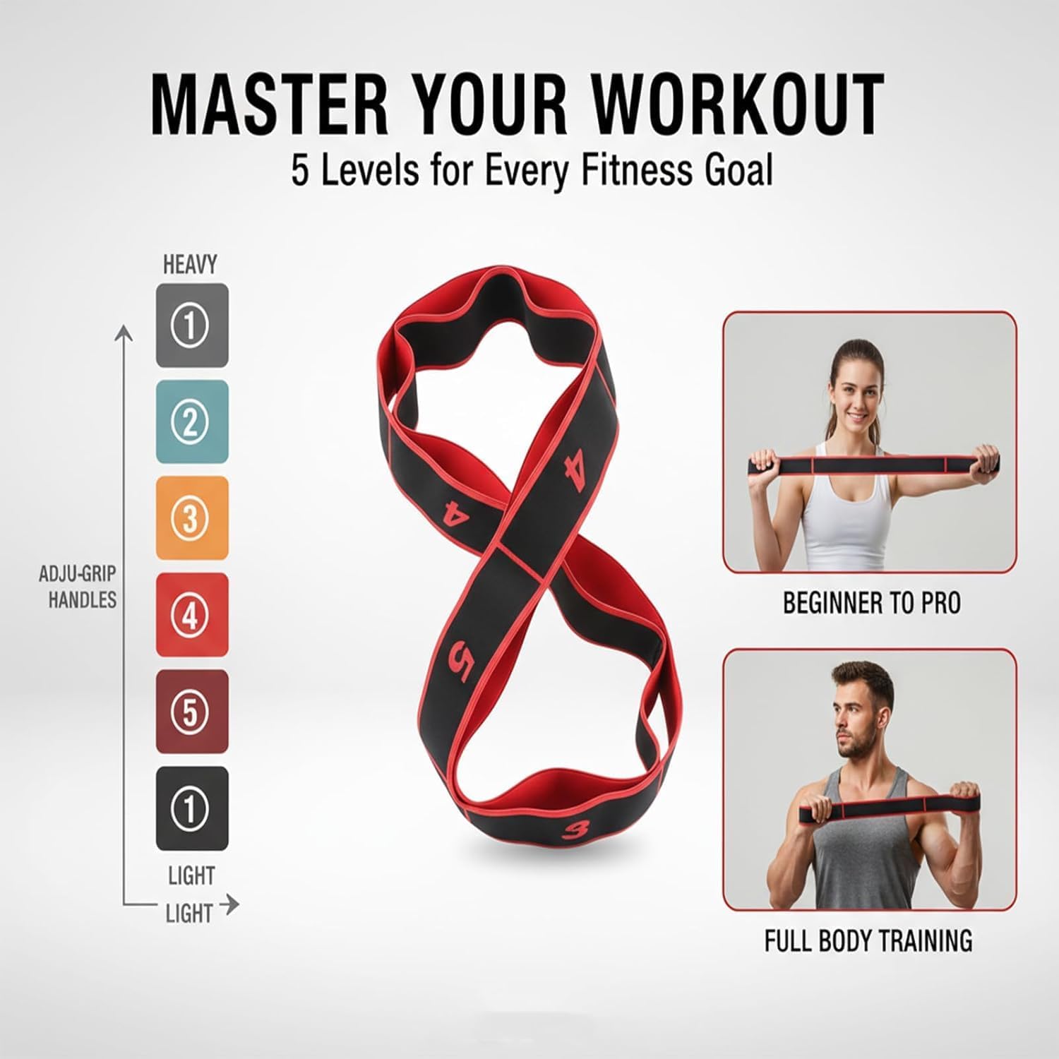 Fitness Resistance Bands with Handles, Fitness Resistance Band for Stretching and Yoga, Adjustable Bands for Full Body Stretching Shaping