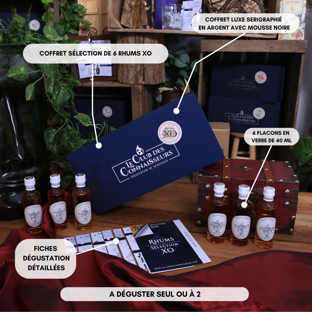 Coffret Dégustation Rhum Selection XO 6 x 40 ml - En Solo Ou En Duo - Ron, Rum, Rhum