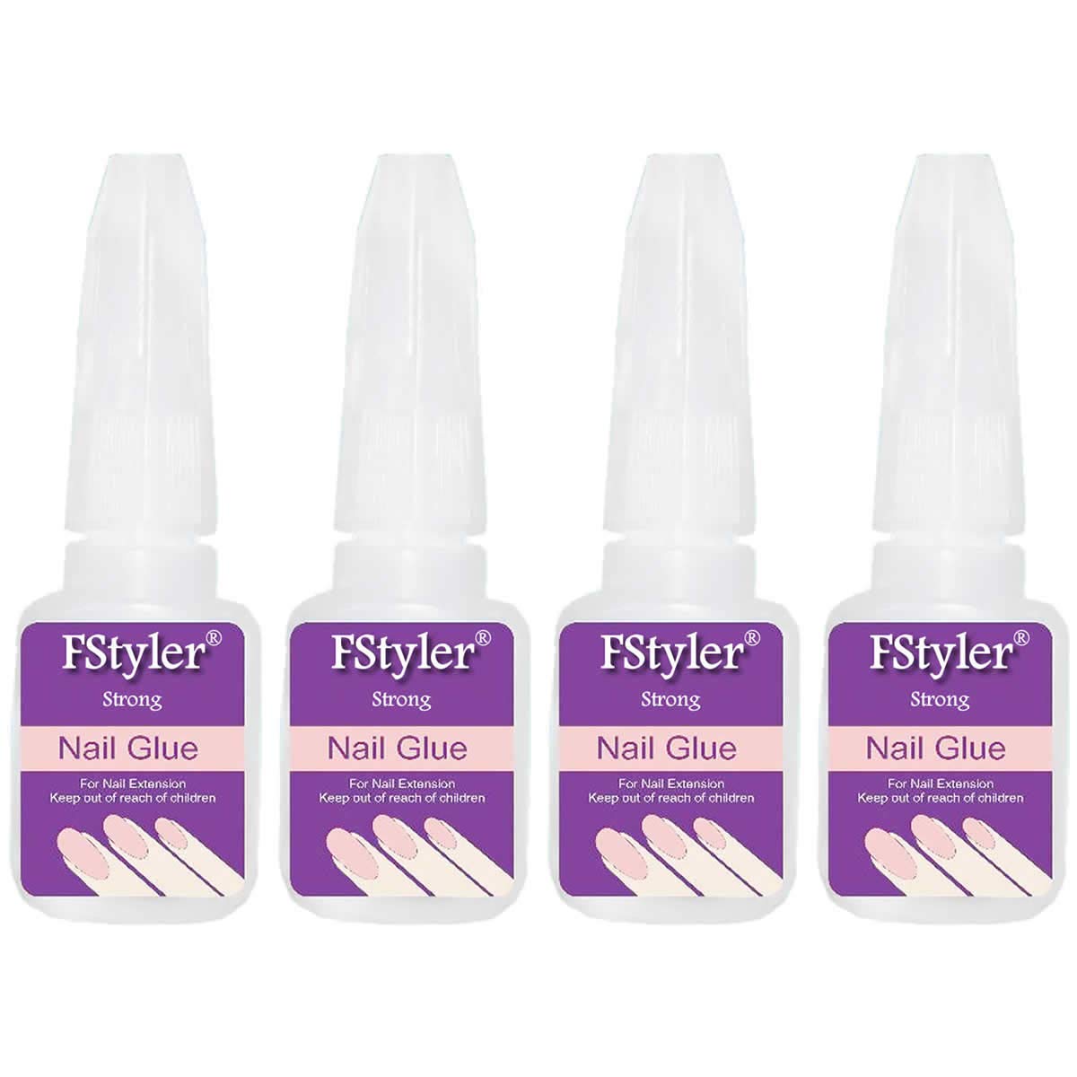 FStyler Nail Glue with Brush Cap & Super Strong Instant Adhesive For Professional Nail Art Extension 10gm/each (Pack of 04) (White)-picture-10