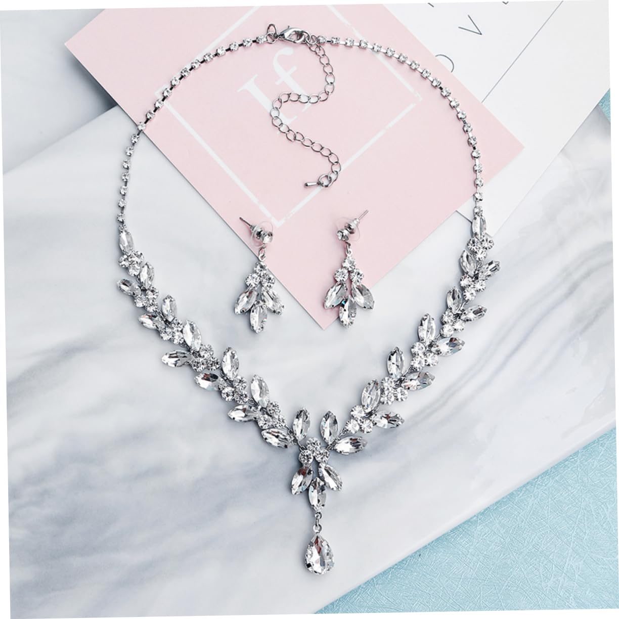 Healeved Collar y Pendientes de Joyería para Novias Conjunto de Accesorios para Novia