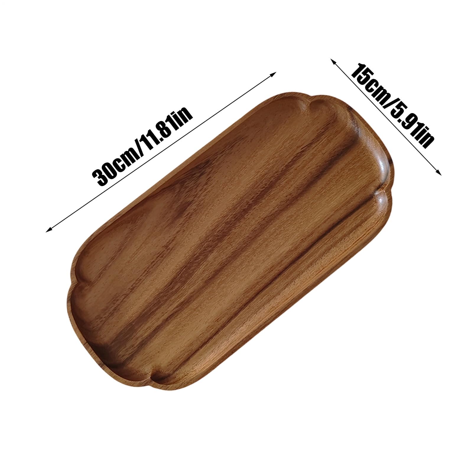 Bandeja de madera para servir y tabla de charcutería, 30 x 15 cm, diseño de madera natural para exhibición de alimentos, ideal para cocina, comedor, fiestas de barbacoa y entretenimiento