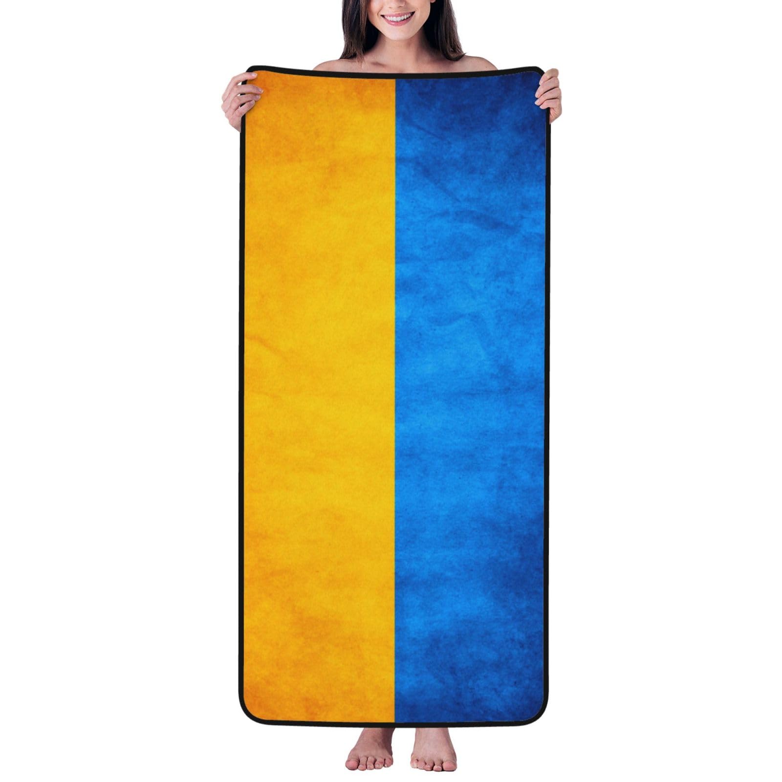 Nimongt Unisex Black Ukrainian Flag Print Lightweight Comfort Coral Velvet Bath Towel Home Bathroom Hotel Spa Beach Travel