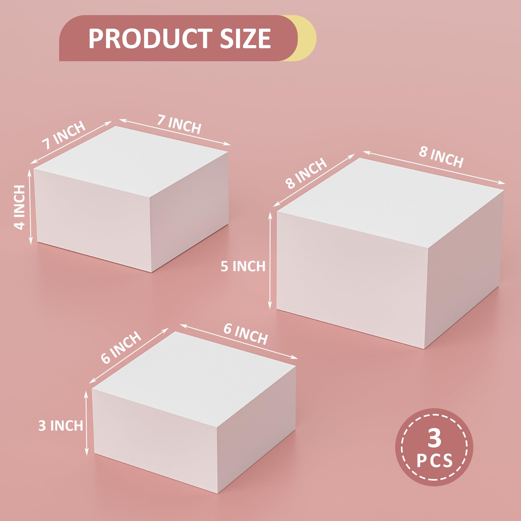 Hongtuocb Acrylic Dessert Stand,Buffet Risers, Food Risers, Multi-Purpose Cake Stand for Parties, Weddings, Birthdays, Catering, Jewelry, and Collectibles Acrylic Cube Boxes Display Nesting Risers with Hollow Bottoms (White, 6