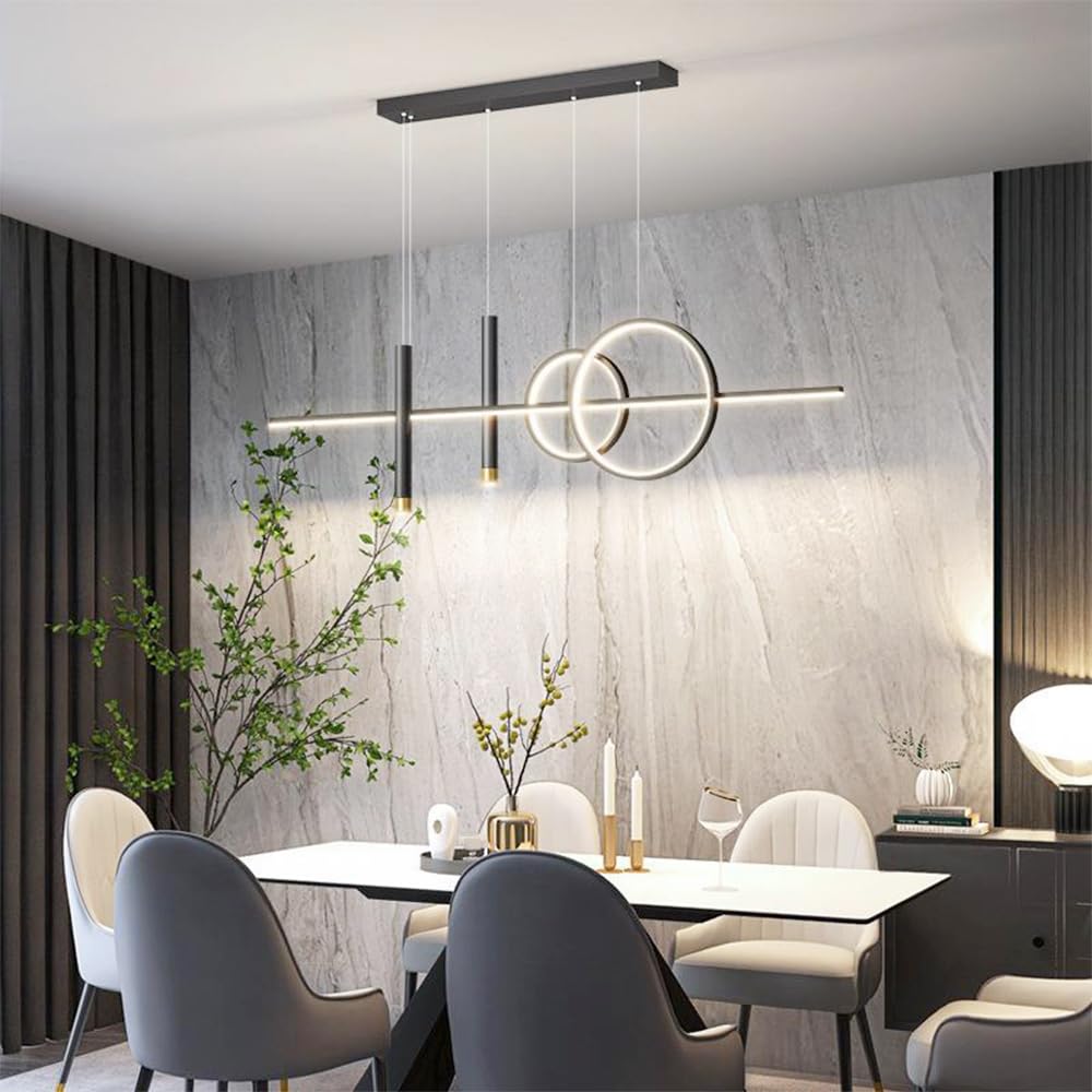 Lampadario a Sospensione lineare, lampadario Geometrico a LED, Lampada da soffitto, Lampada da Tavolo da Pranzo, lampadario Moderno a Sospensione per Isola Cucina, Ristorante, Ufficio, Camera da