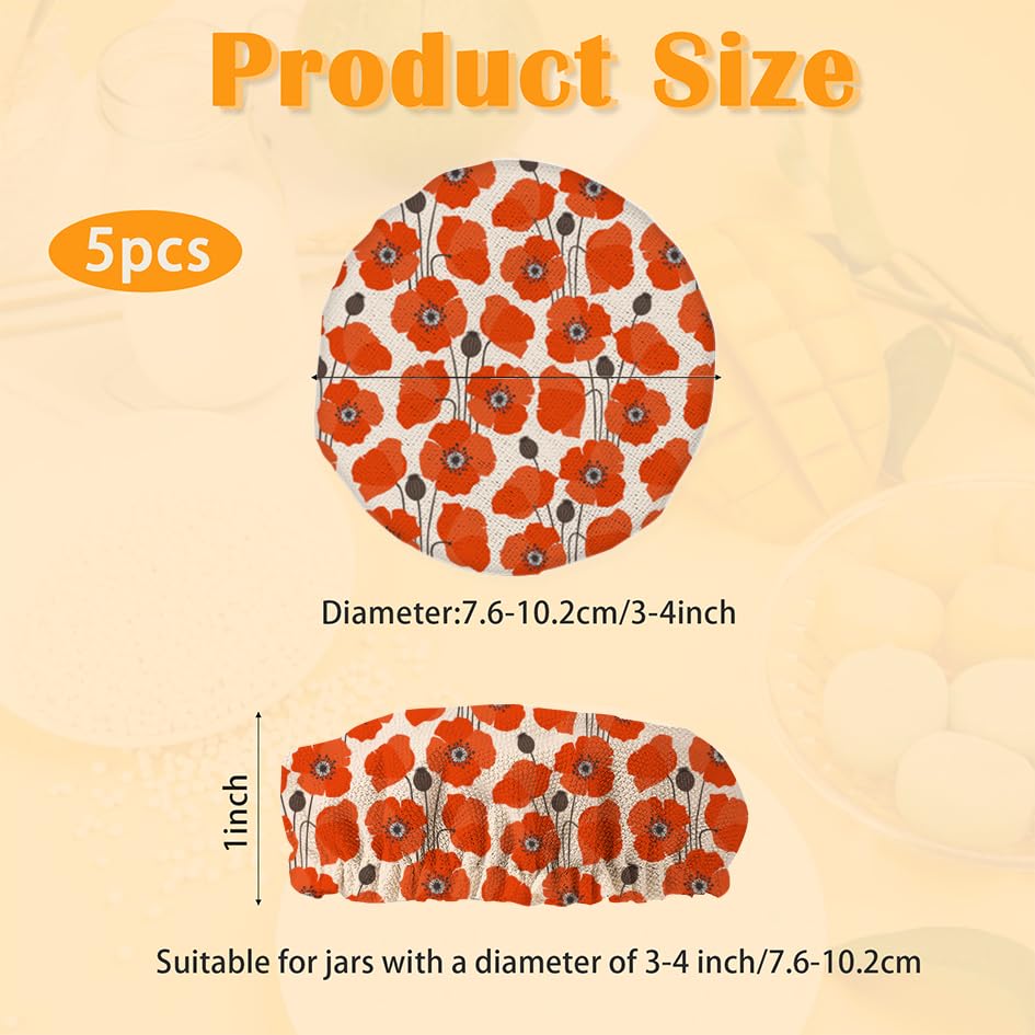 Sourdough Starter Jar Cloth Covers,Vintage Poppy Flower Heat Preservation to Increase Fermentation Cover for Bread Rising Sourdough Bread Proofing Cover?5 Pack?