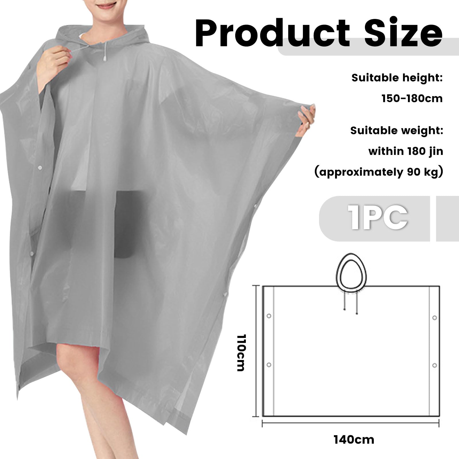 Ponchos impermeables para adultos reutilizables con capucha y cordón, chaquetas impermeables para emergencia