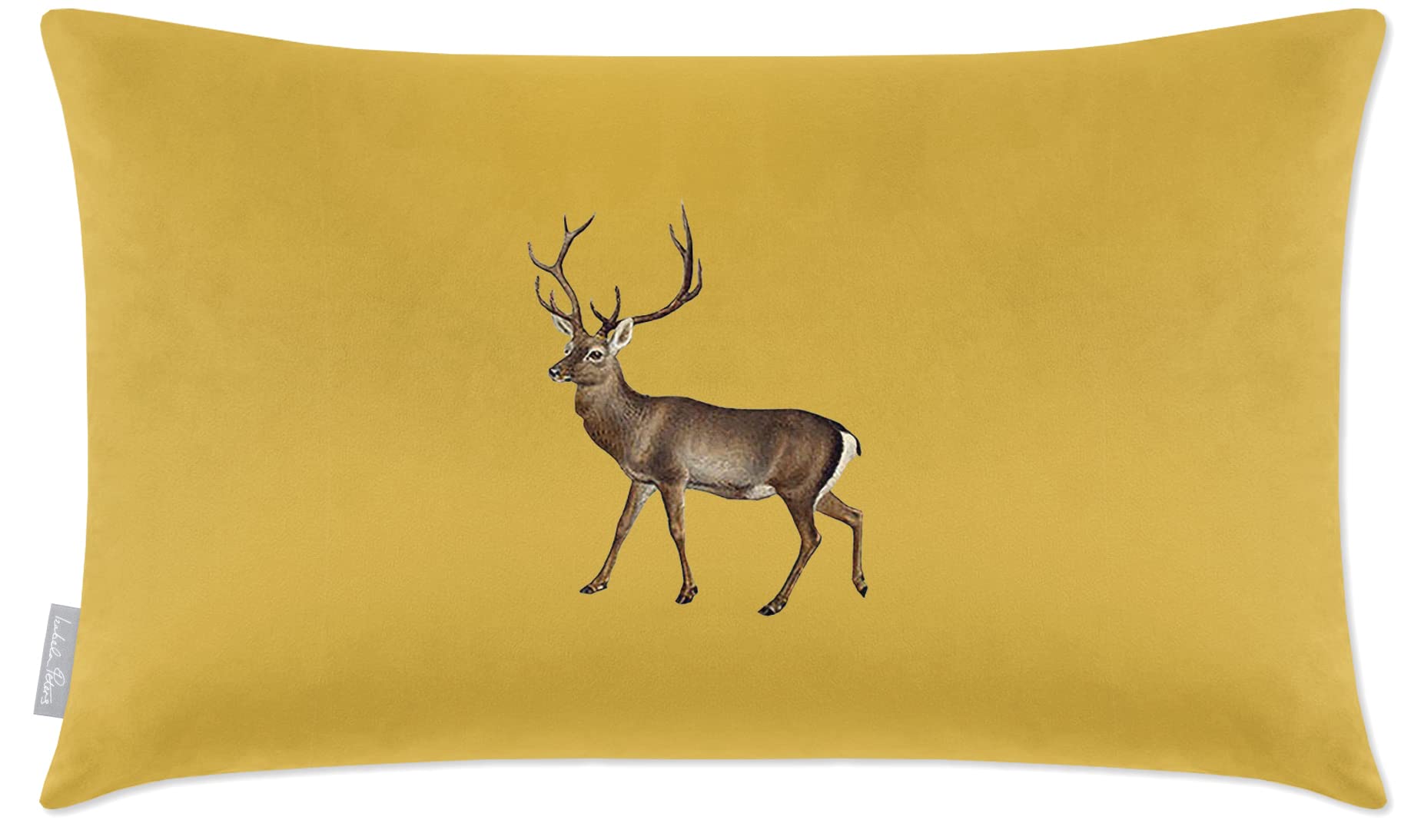 Izabela Peters Stag - Mustard Cushions With Covers Included, Filled Cushion, Eco-Friendly Velvet Cushions, 55 X 35 Cm, Chair Cushions, Sofa Cushions, Seat Cushions