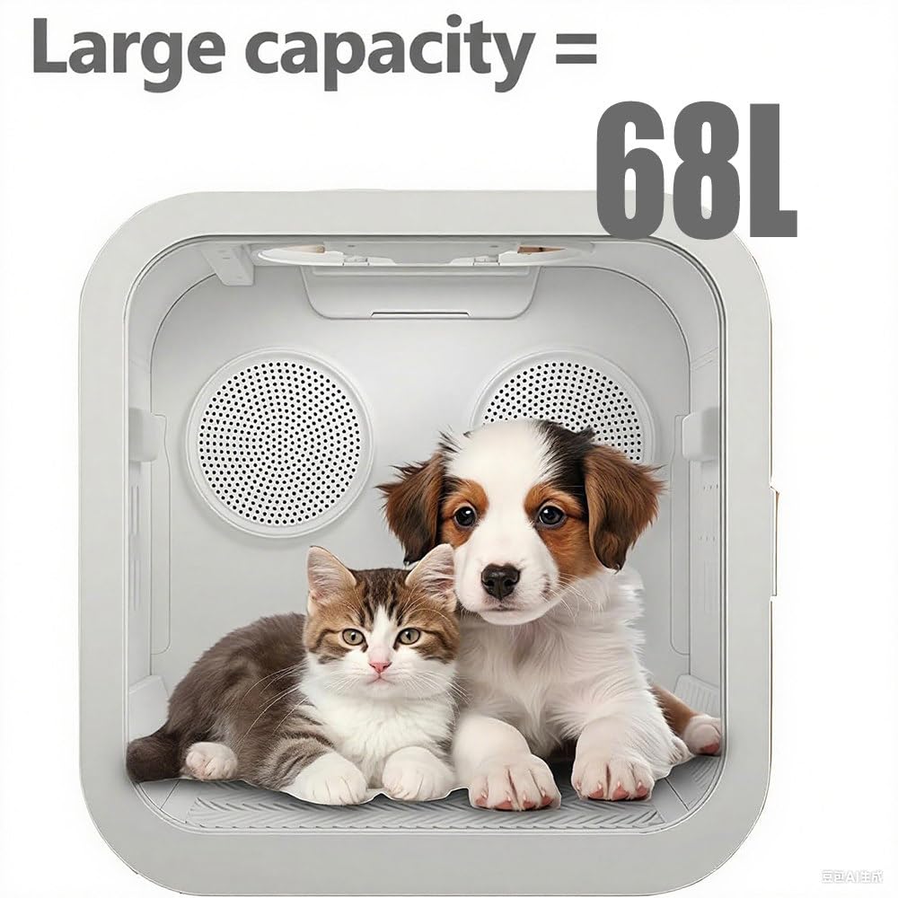 Caja secadora automática para mascotas para gatos y perros pequeños,eficiente,automático y silencioso 360° para gatos y perros,control inteligente temperatura con pantalla táctil,diseño seguro