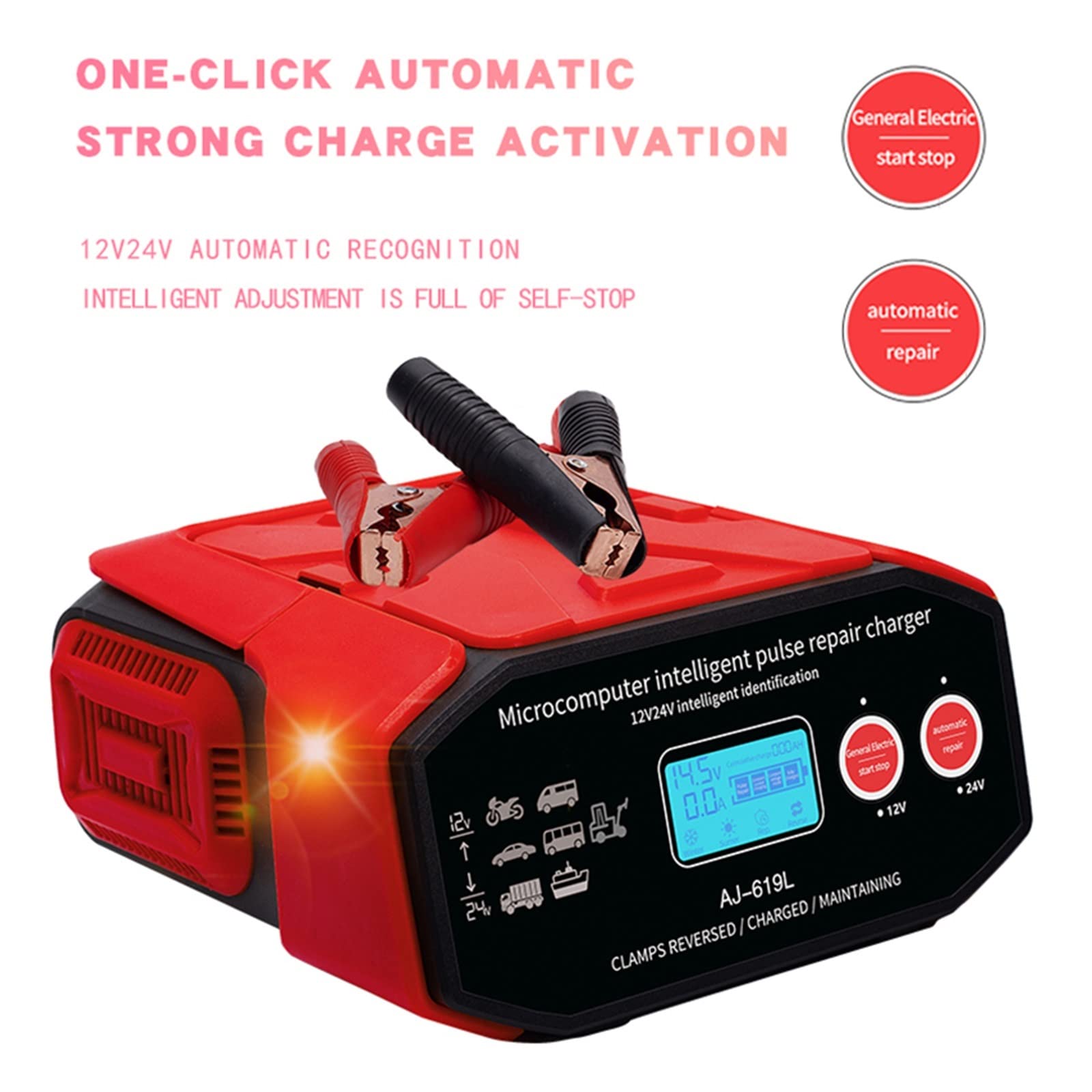 Caricabatterie, Caricabatteria for auto 400W Caricabatteria for riparatore di impulsi intelligente ad alta potenza 12V 24V for auto SUV Moto Camion Barca
