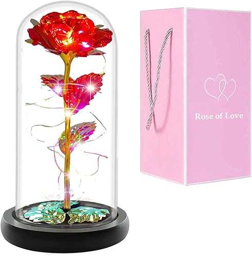 Regalo de rosa artificial de Navidad roja colorida, regalo de Navidad para mujer, regalo de rosas de Navidad iluminadas para mujeres, flor de rosa