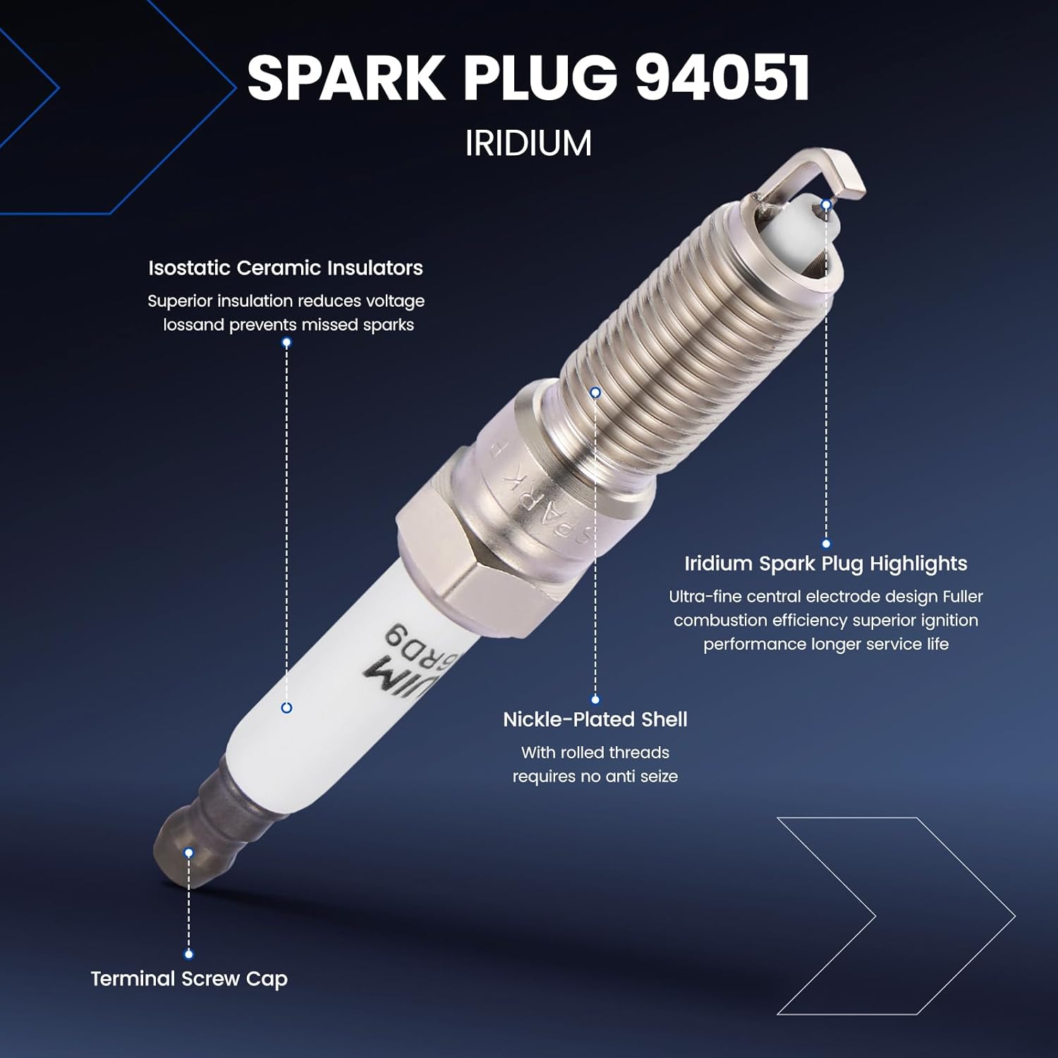 UF837 Ignition Coils & 94051 Spark Plugs Compatible with Chevy Spark 2016-2020, 1.4L L4 - Replaces KD-7209-4PCS