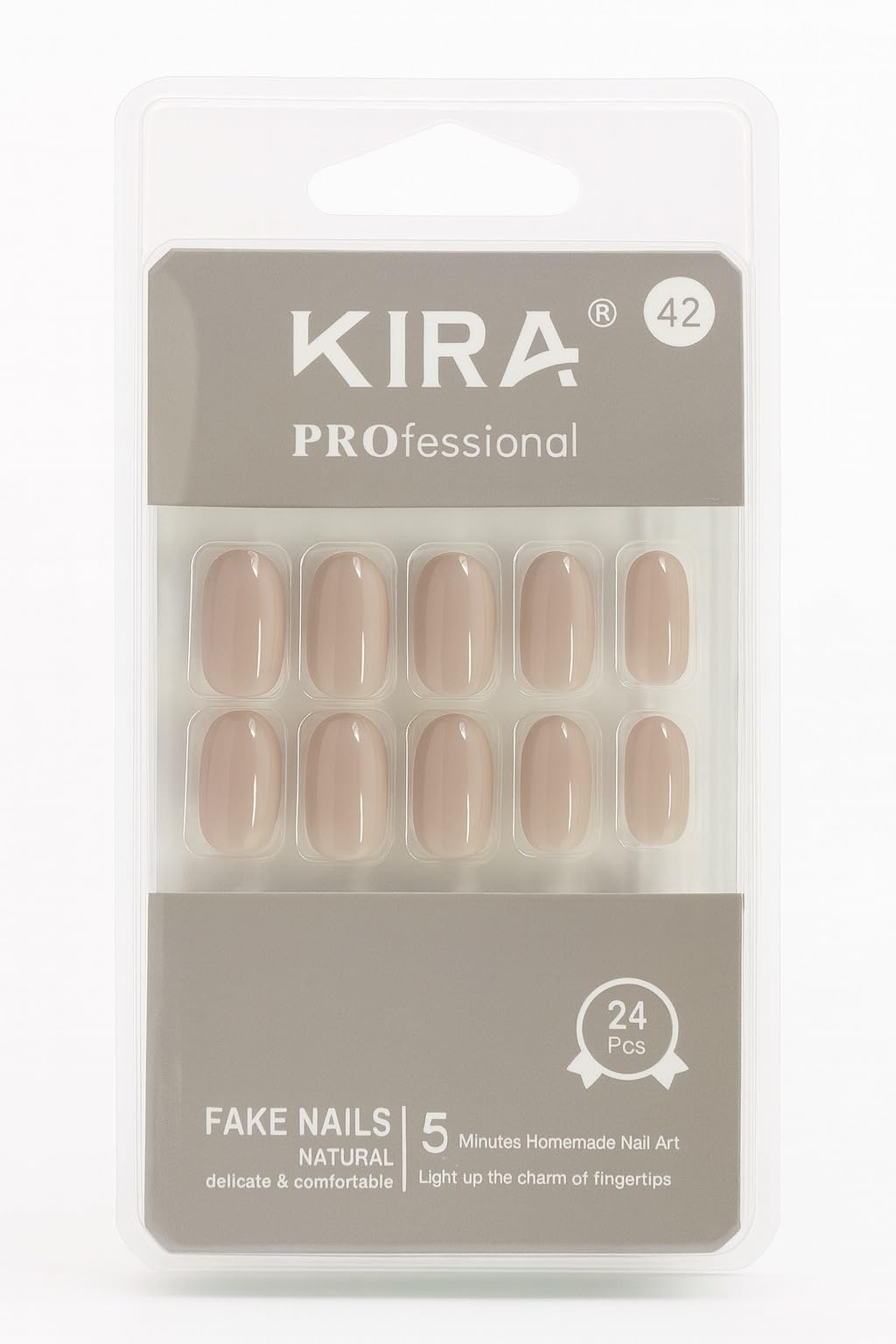 KIRA Professional Nude Fake Nails – 24 Pcs Natural Press-On Nails | Short Oval Shape | Easy to Apply | Reusable & Comfortable | Salon Look at Home (42)-image-6