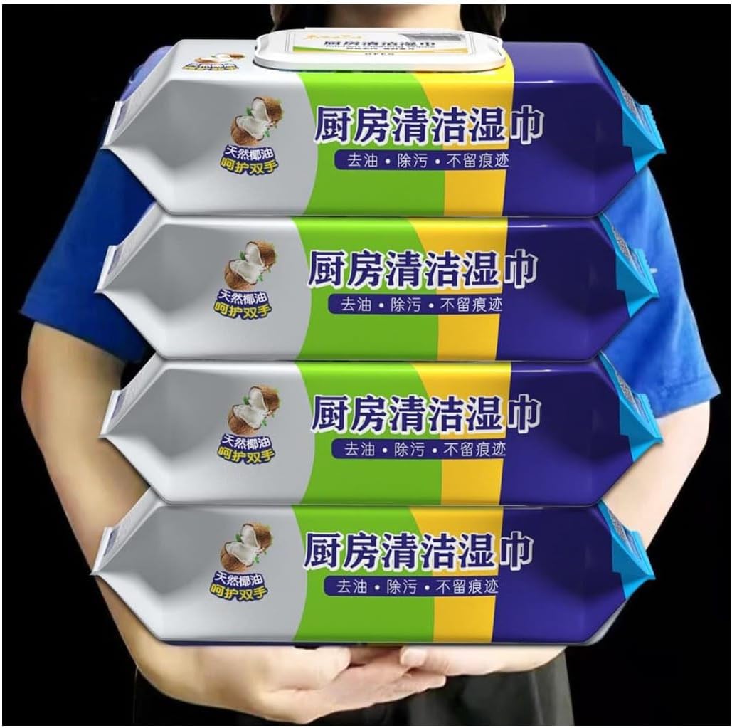 80pcs Extra Large Kitchen cleaning Wet wipes to remove oil and stain (1)
