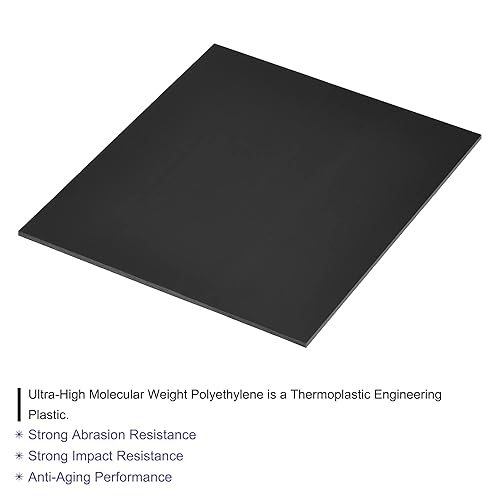 Miniatura 3 de MECCANIXITY UHMW Hoja de polietileno de peso molecular ultra alto, hoja de plástico duro 10 x 10 x 0.08 pulgadas, color negro, paquete de 2