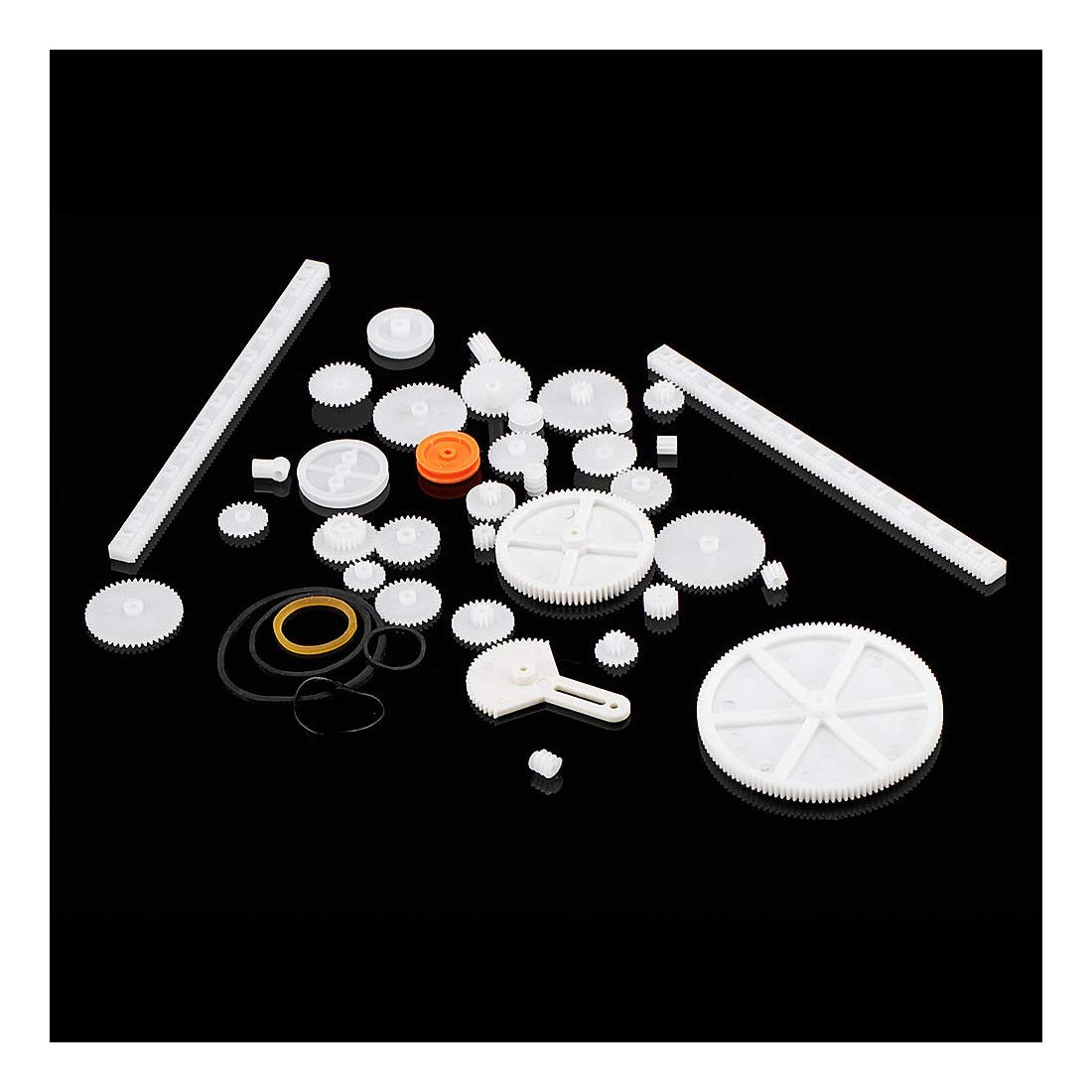 Kit composants DIY électronique avec 34 genres d'engrenages en plastique et poulies de courroie