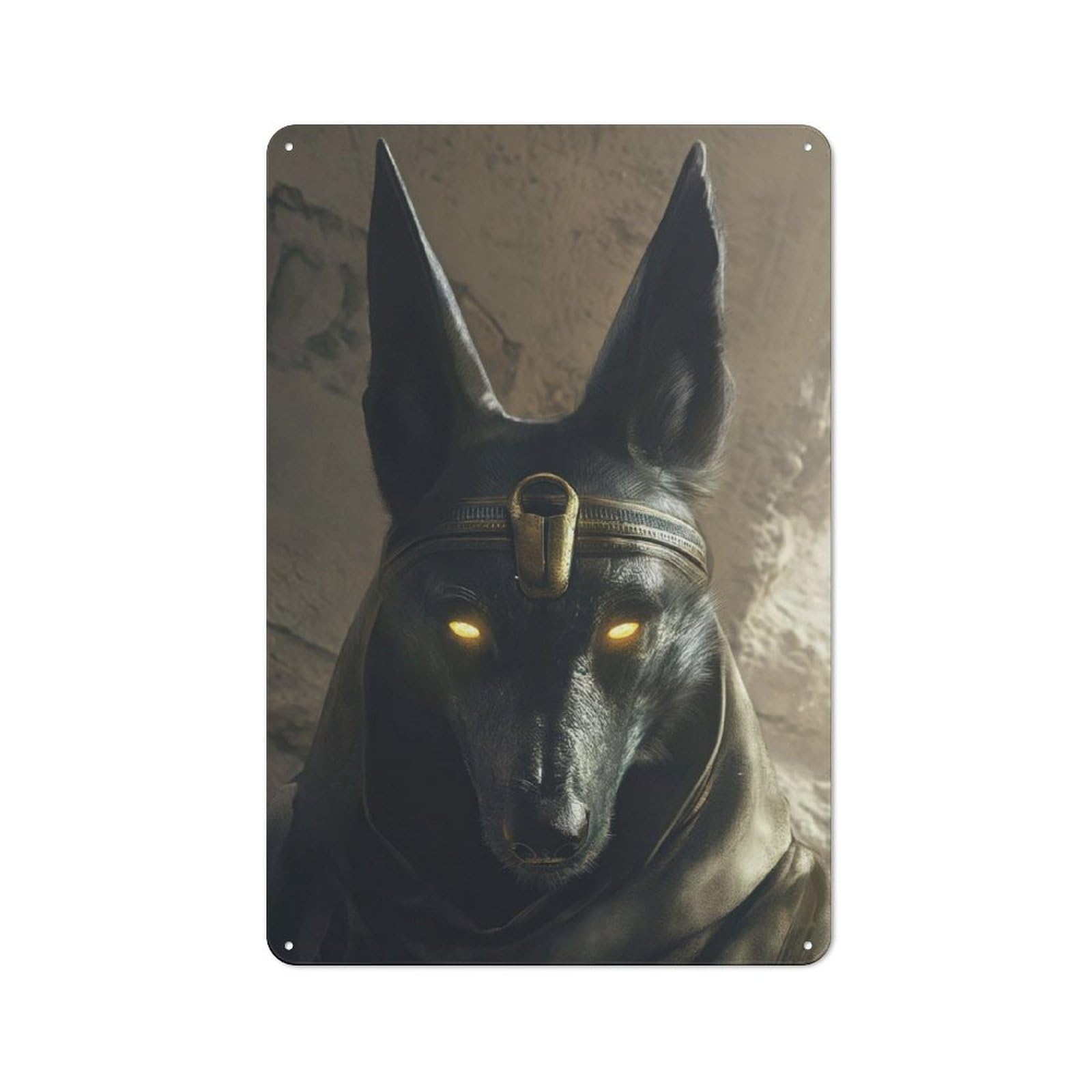 Junmoney Egyptian God Anubis Classic Metal Wall Decor 30X20cm, Metal Sign For Cafe, Pub, Workshop Or Home Bar, Small Accent For Blank Walls