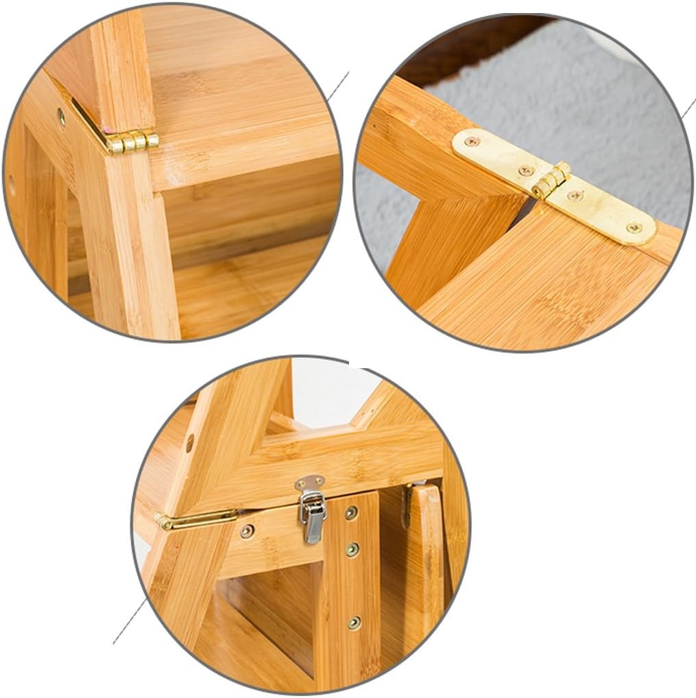 Step Stool Sillas Asientos Escalera De Palabras Doblar Estante Plataforma De Subida De Bambú Alta, Altura 89cm, 4 Colores Opcionales Folding Ladder Chair (Color : A)